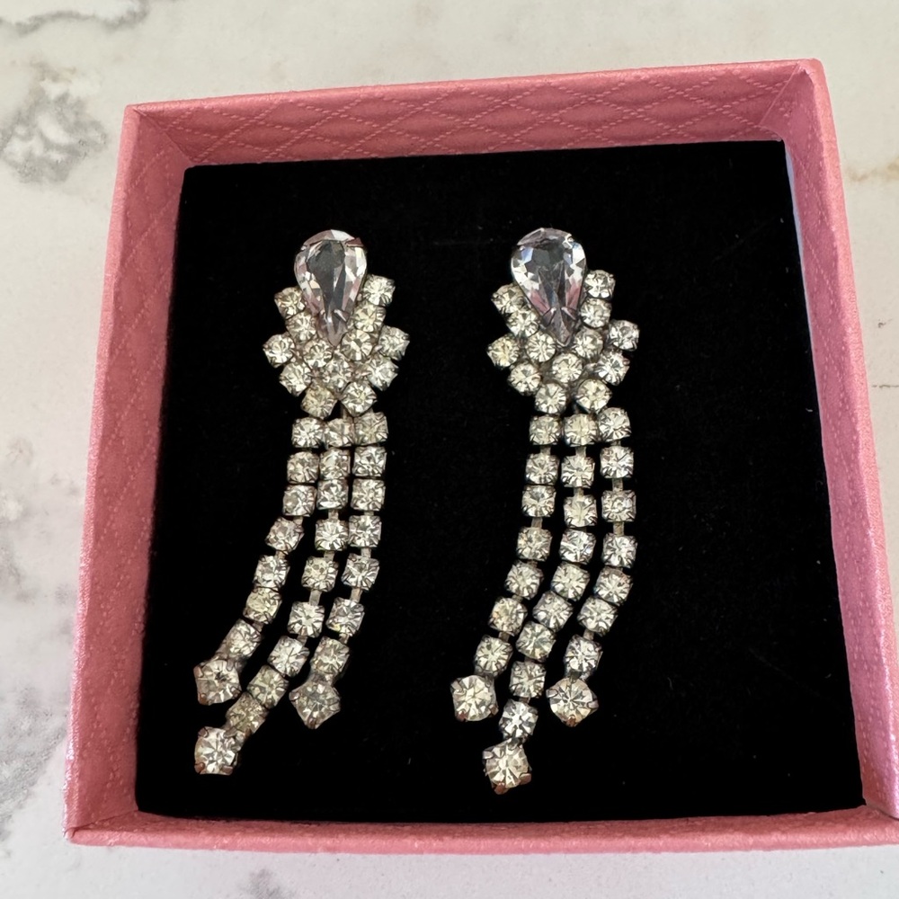 Women Earrings Austrian Crystal Chandelier Earrings with Waterfall Strands. 2.25